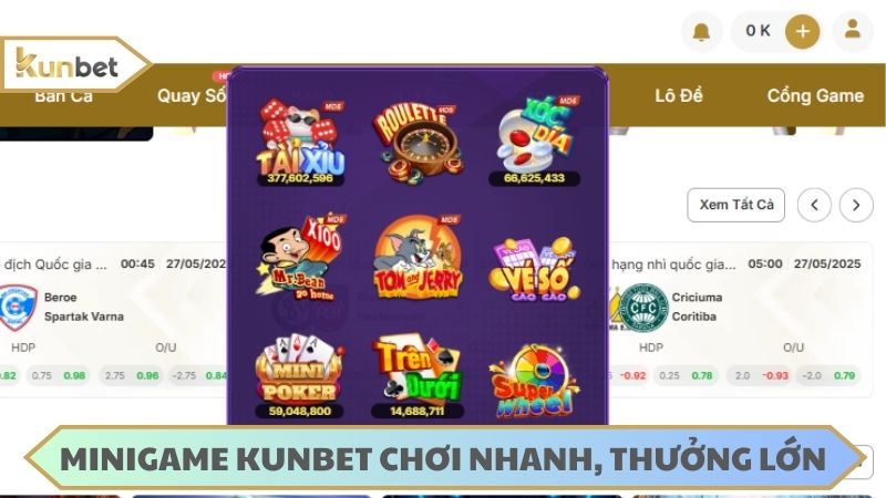 Trải nghiệm minigame KUNBET siêu nhanh, thưởng lớn