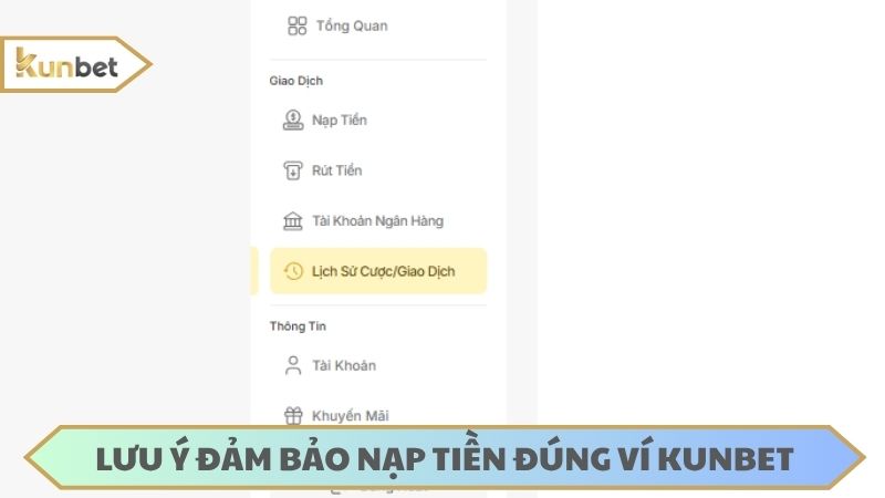 Theo dõi lịch sử giao dịch để đảm bảo tiền nạp đúng