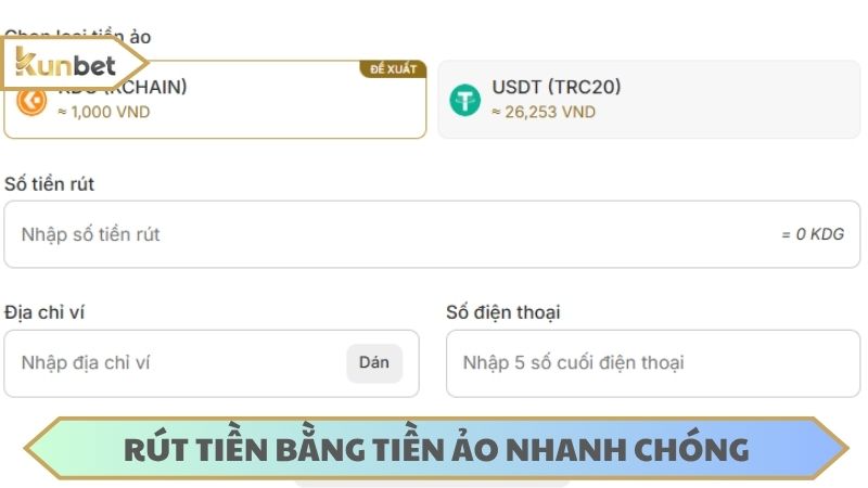 Thanh toán tiền ảo tối thiểu 100k