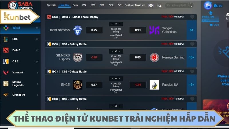 Thể thao điện tử KUNBET mang đến trải nghiệm hấp dẫn