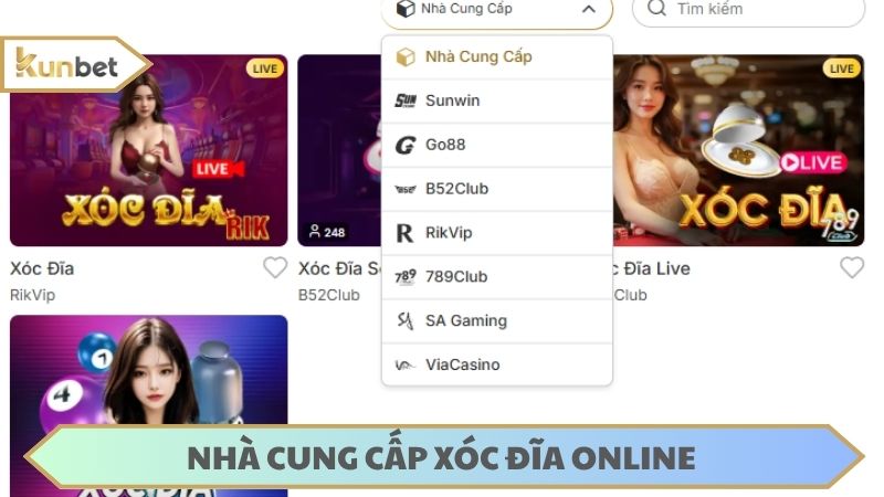 Nhiều nhà cung cấp xóc đĩa KUNBET hợp tác mang đến đa dạng trải nghiệm